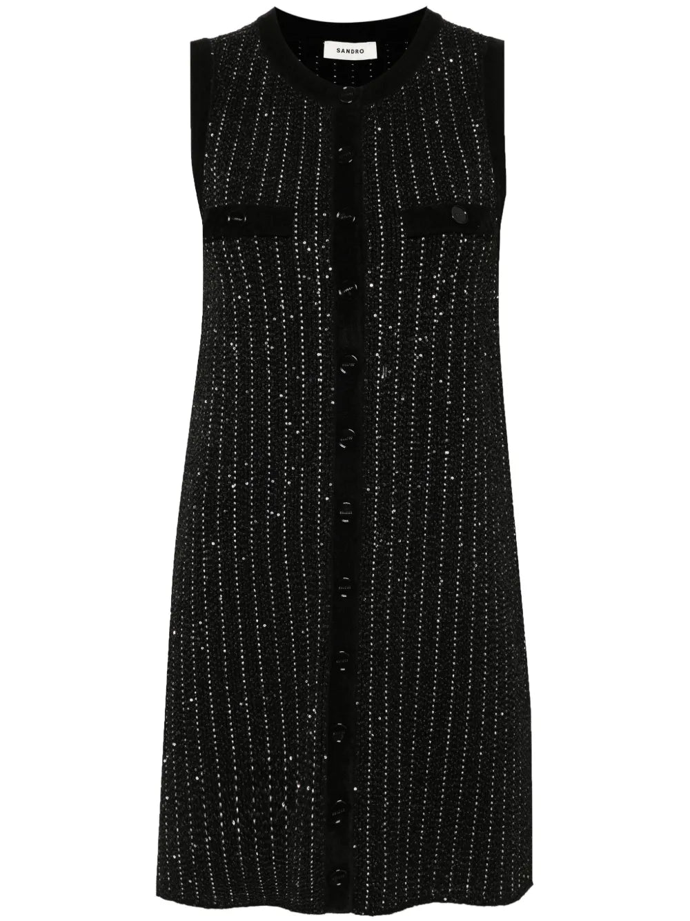 Sequin-Embellished Knitted Mini Dress