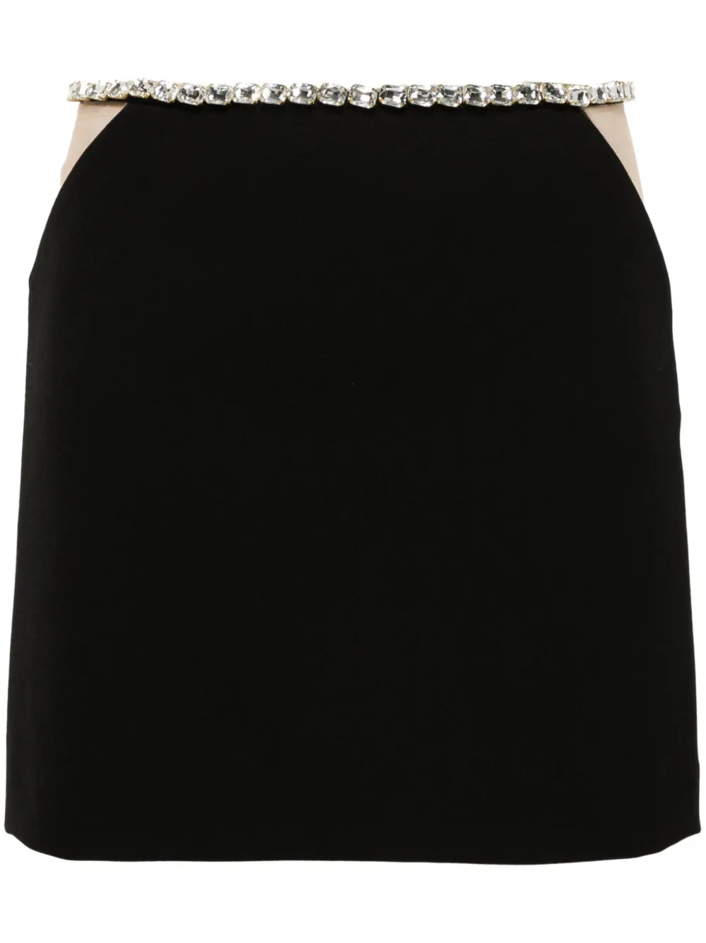 Gem-Embellished Crepe Mini Skirt