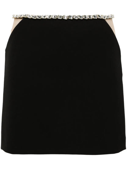 Gem-Embellished Crepe Mini Skirt