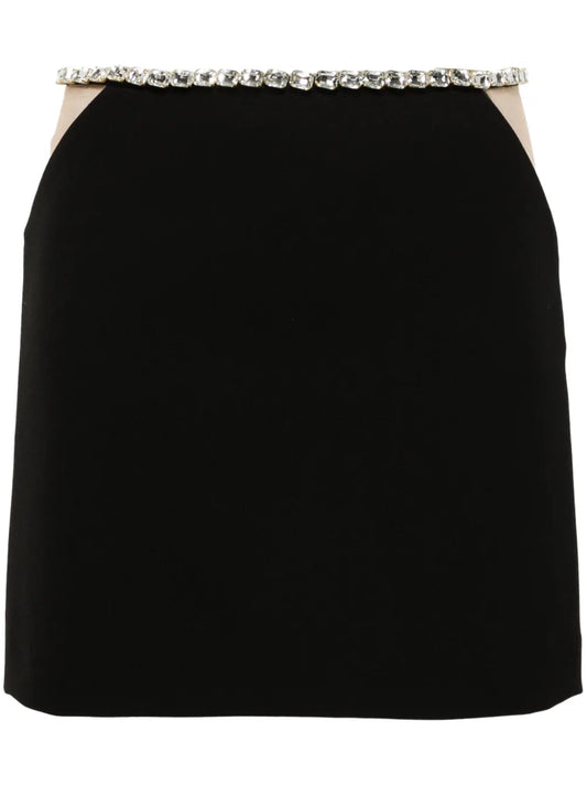 Gem-Embellished Crepe Mini Skirt