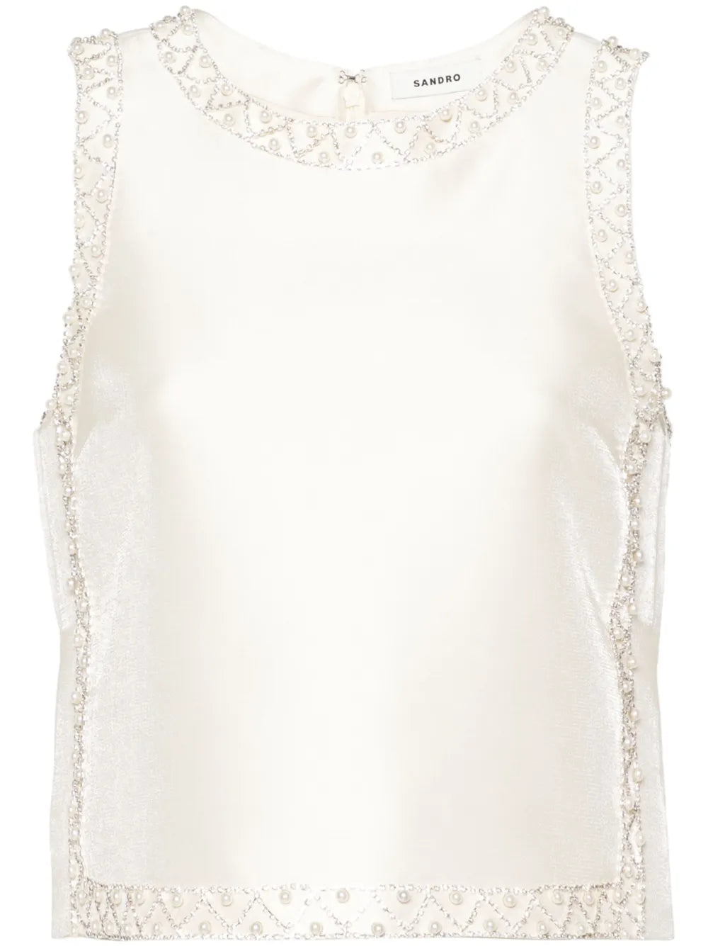 Rhinestoned Satin Crop Top