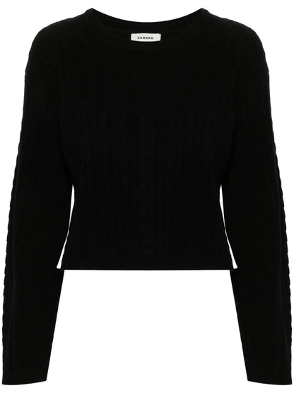 Pleat-Detail Cable-Knit Jumper