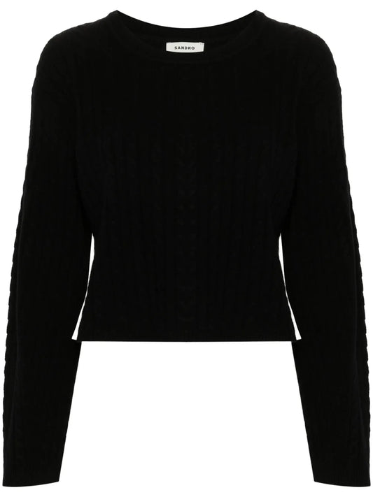 Pleat-Detail Cable-Knit Jumper