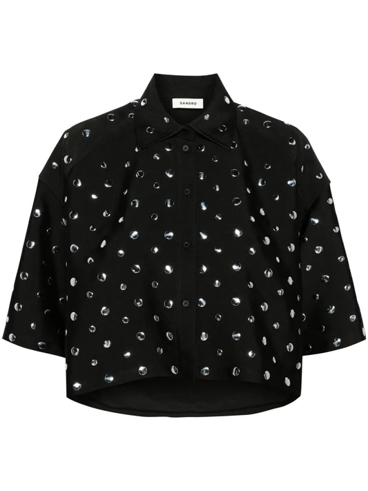 Stud-Detailing Cropped Shirt