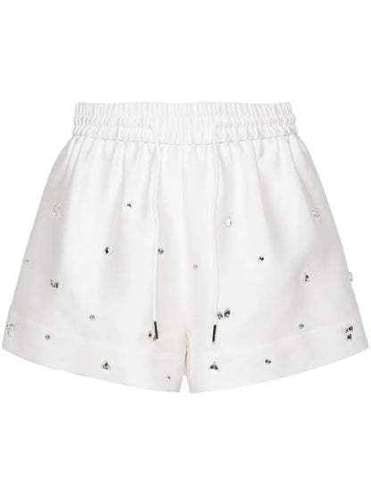 Rhinestone-Embellished Drawstring Shorts