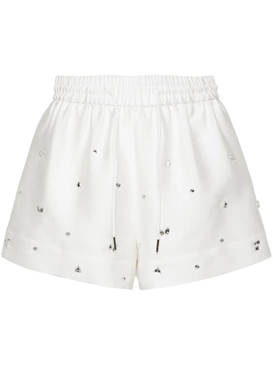 Rhinestone-Embellished Drawstring Shorts