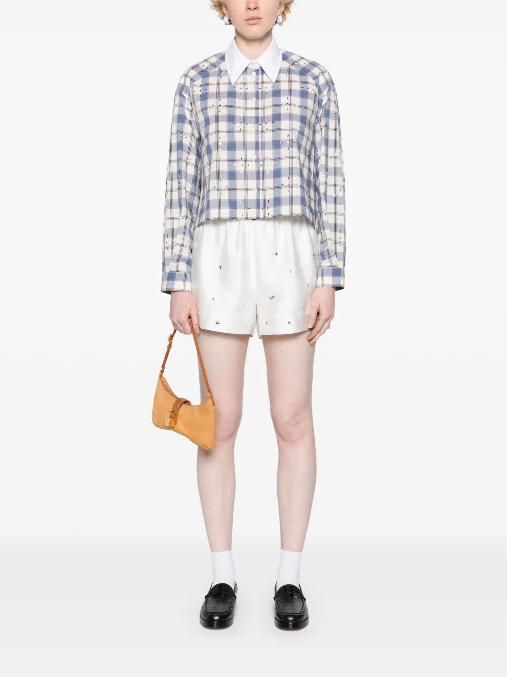 Rhinestone-Embellished Drawstring Shorts