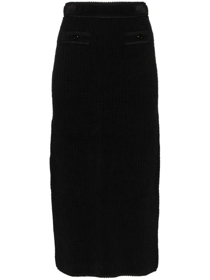 Pencil Waffle-Effect Midi Skirt