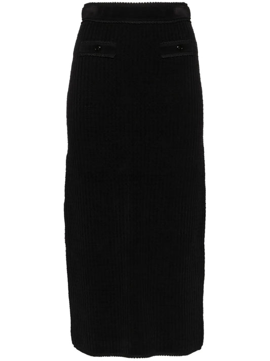 Pencil Waffle-Effect Midi Skirt