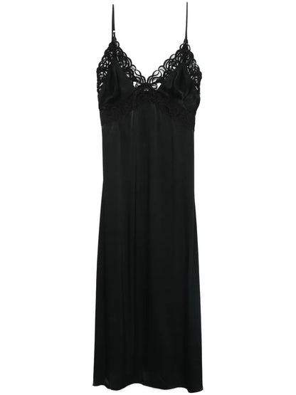 Embroidered-Edge Midi Dress