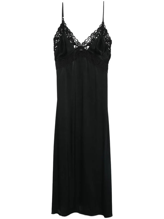 Embroidered-Edge Midi Dress