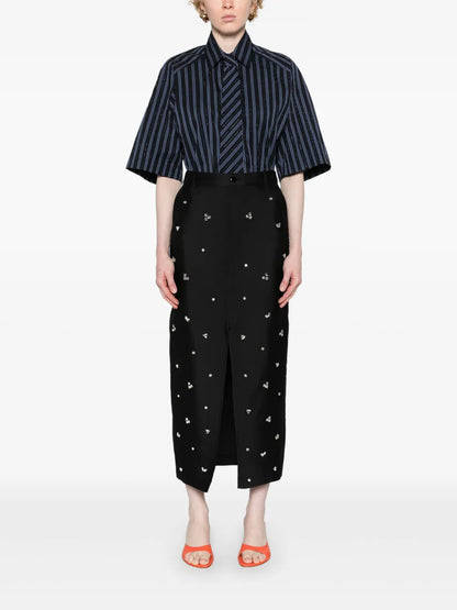 Rhinestoned Midi Pencil Skirt