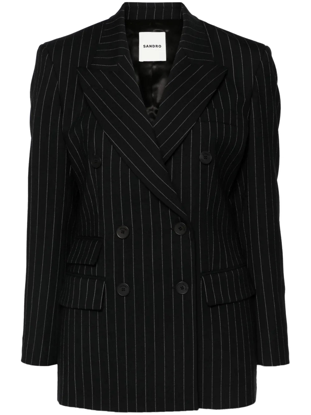 Pinstriped Double-Breasted Blazer