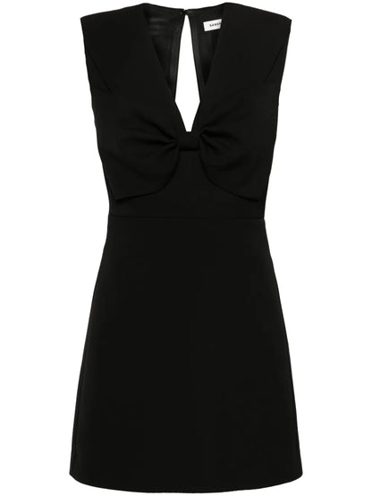 Bow-Detailed Crepe Mini Dress