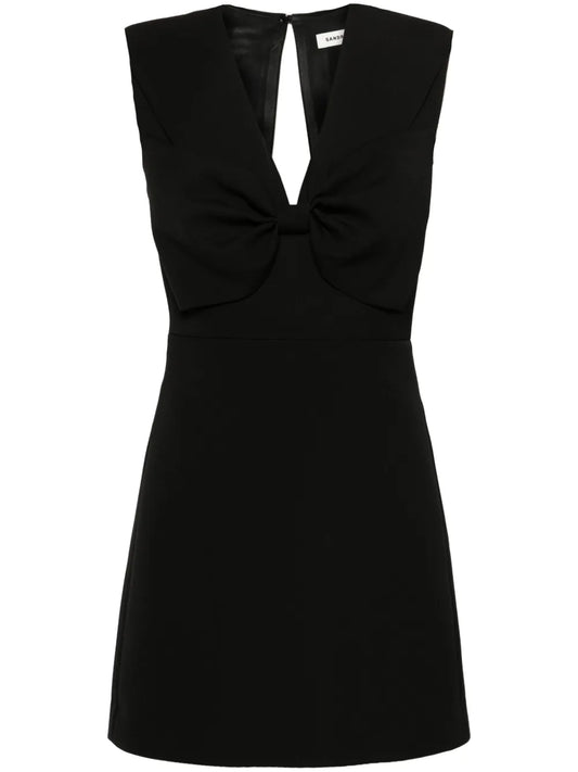 Bow-Detailed Crepe Mini Dress