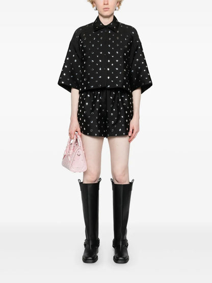 Stud-Embellished Twill Shorts
