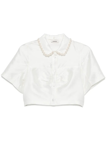 Beaded Satin-Effect Shirt