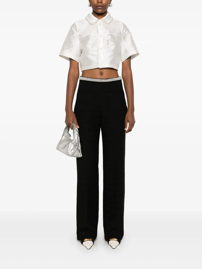 Beaded Satin-Effect Shirt