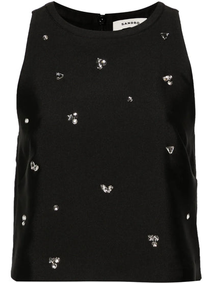 Rhinestone-Embellished Tank Top