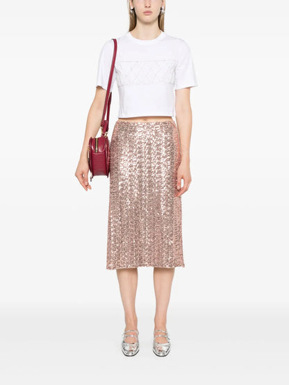 Rhinestone-Embellished Cropped T-Shirt