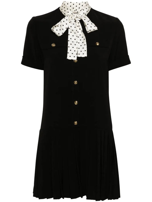 Pussy-Bow Collar Minidress