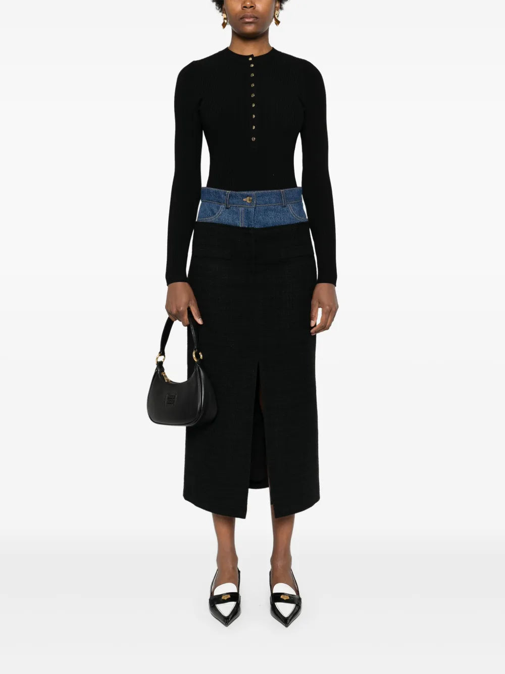 Crew-Neck Ribbed-Knit Bodysuit
