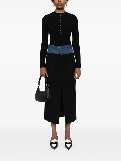 Crew-Neck Ribbed-Knit Bodysuit