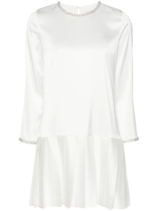 Beaded Satin Mini Dress