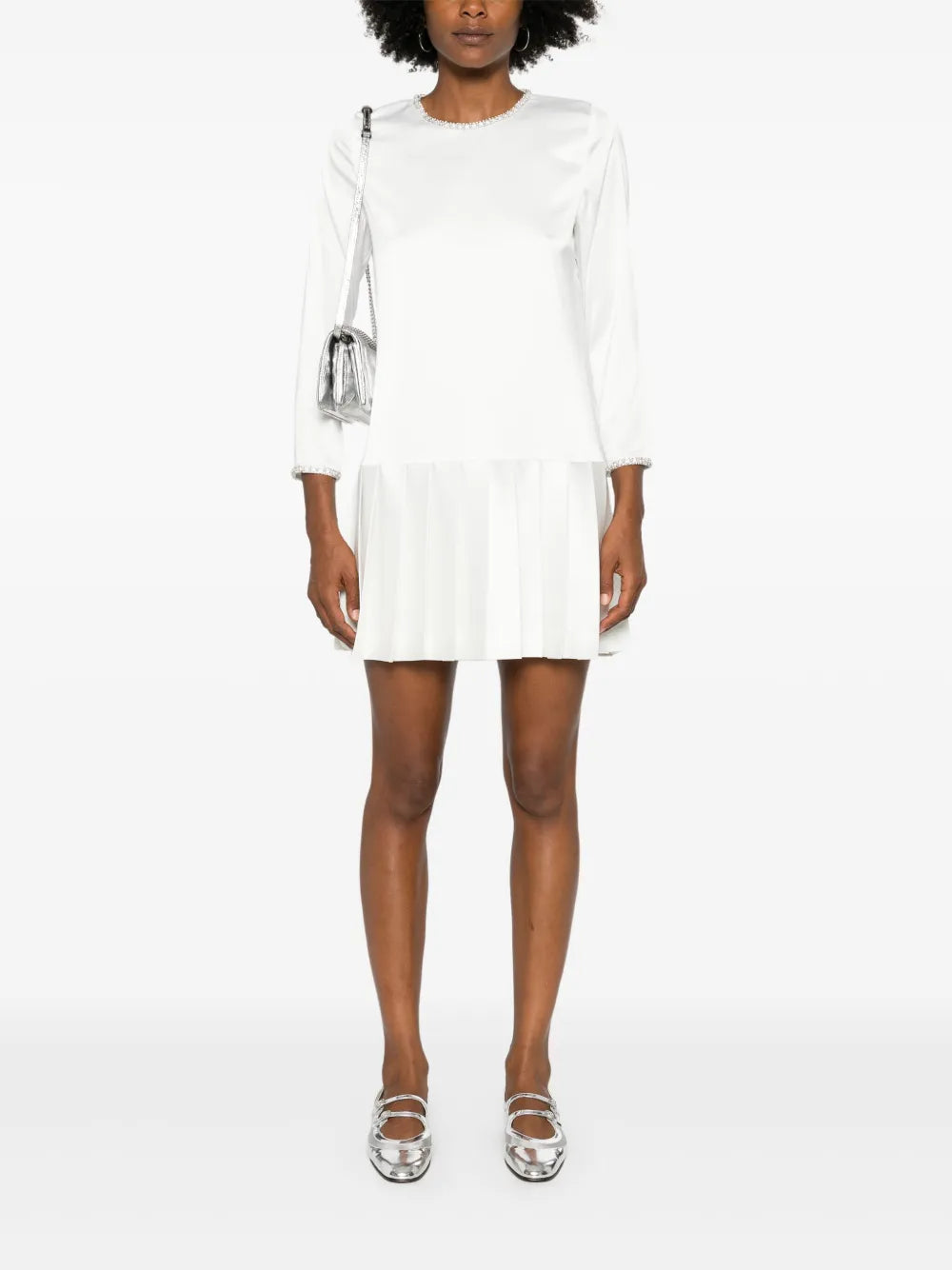 Beaded Satin Mini Dress