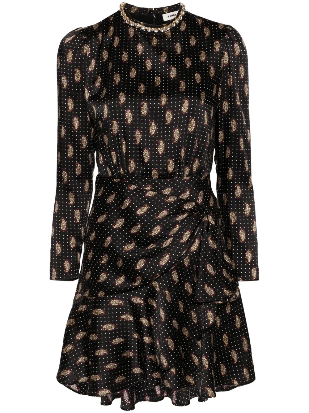 Paisley-Print Satin Dress