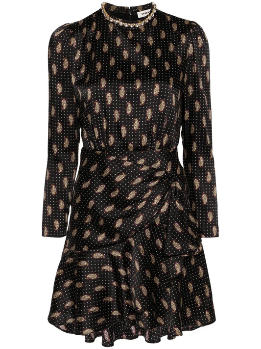 Paisley-Print Satin Dress