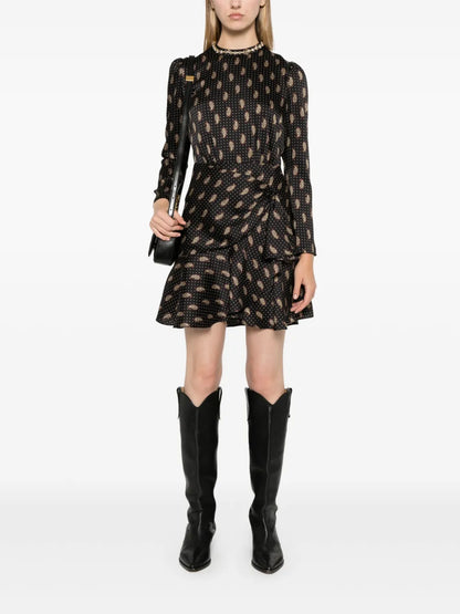 Paisley-Print Satin Dress