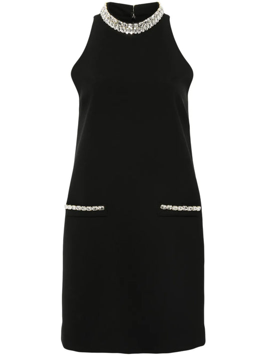 Crystal-Embellished Shift Mini Dress