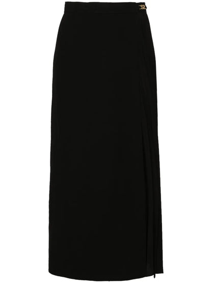 Pleated Wrap Midi Skirt