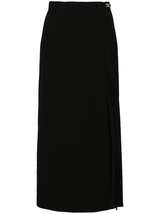 Pleated Wrap Midi Skirt