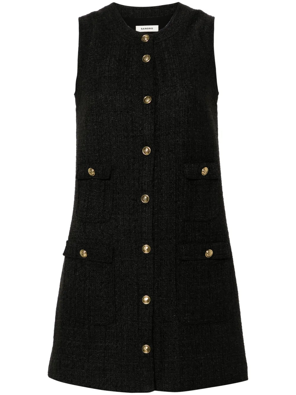 Embossed-Buttons Dress