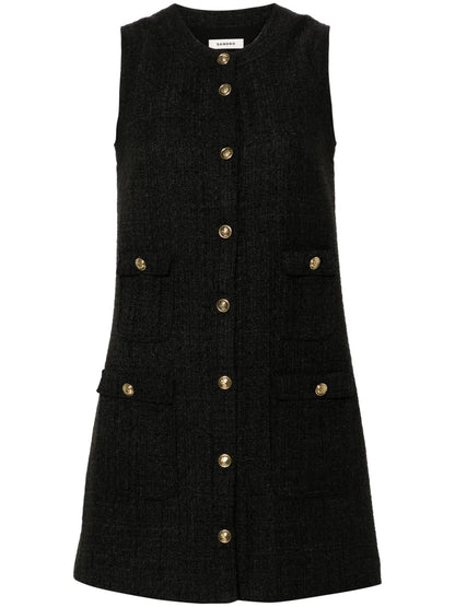 Embossed-Buttons Dress