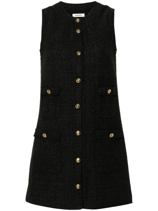 Embossed-Buttons Dress