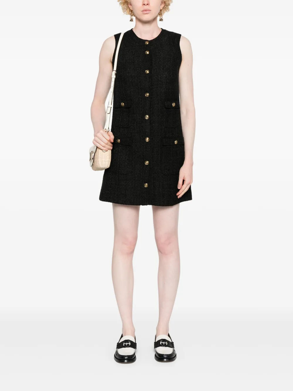 Embossed-Buttons Dress
