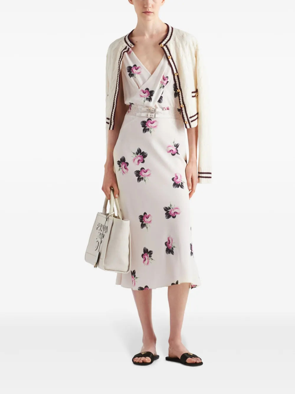 Floral-Print Sablé Midi Dress