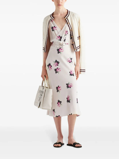 Floral-Print Sablé Midi Dress