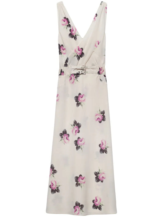 Floral-Print Sablé Midi Dress