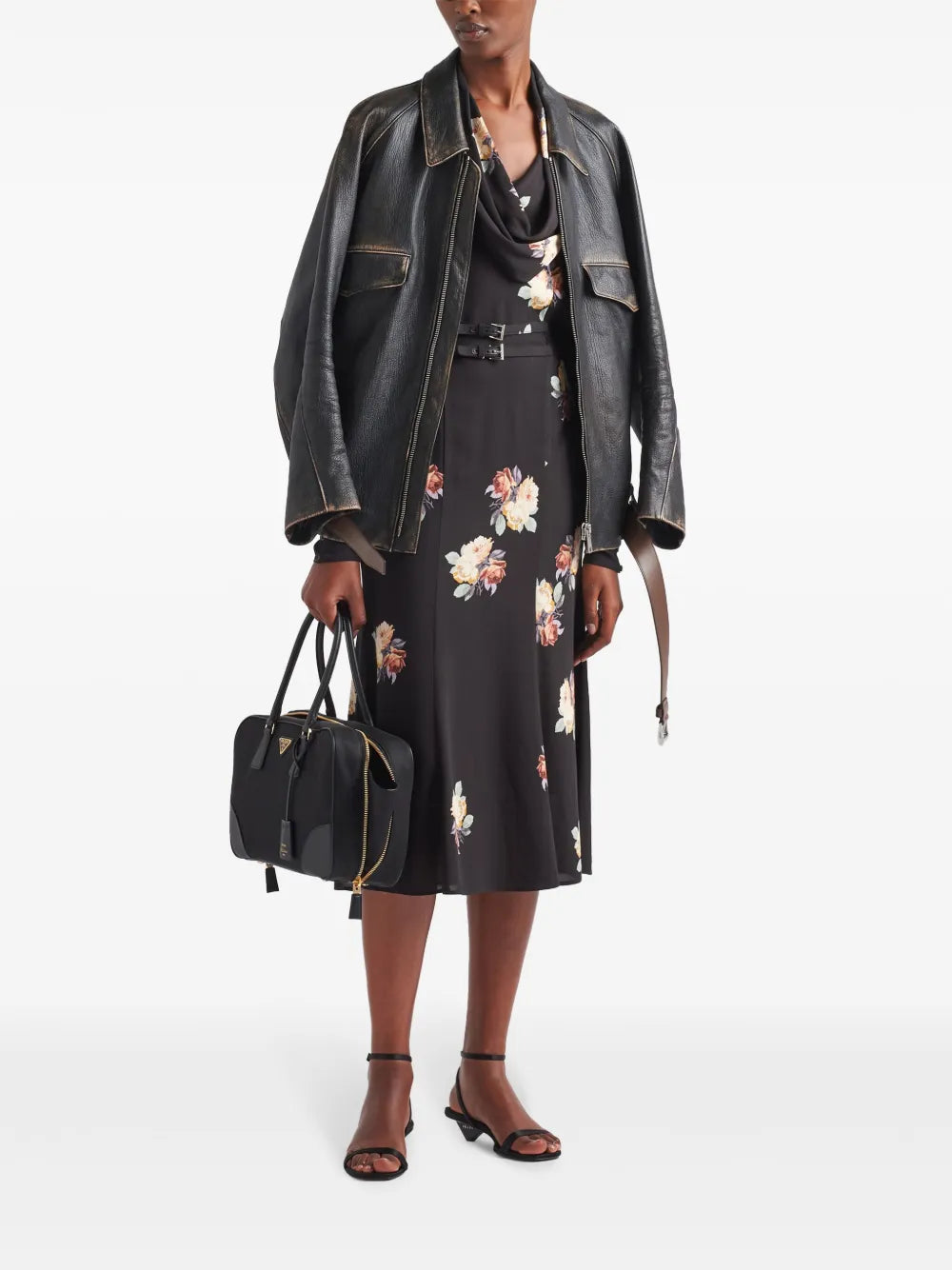 Floral-Print Sablé Midi Dress