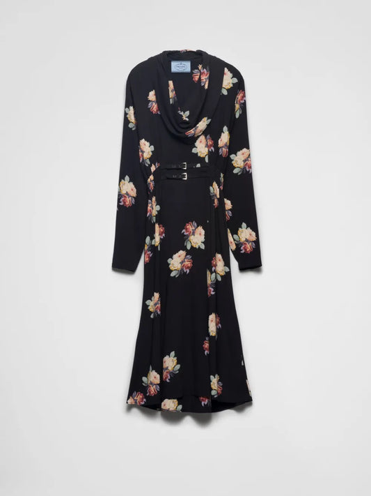 Floral-Print Sablé Midi Dress