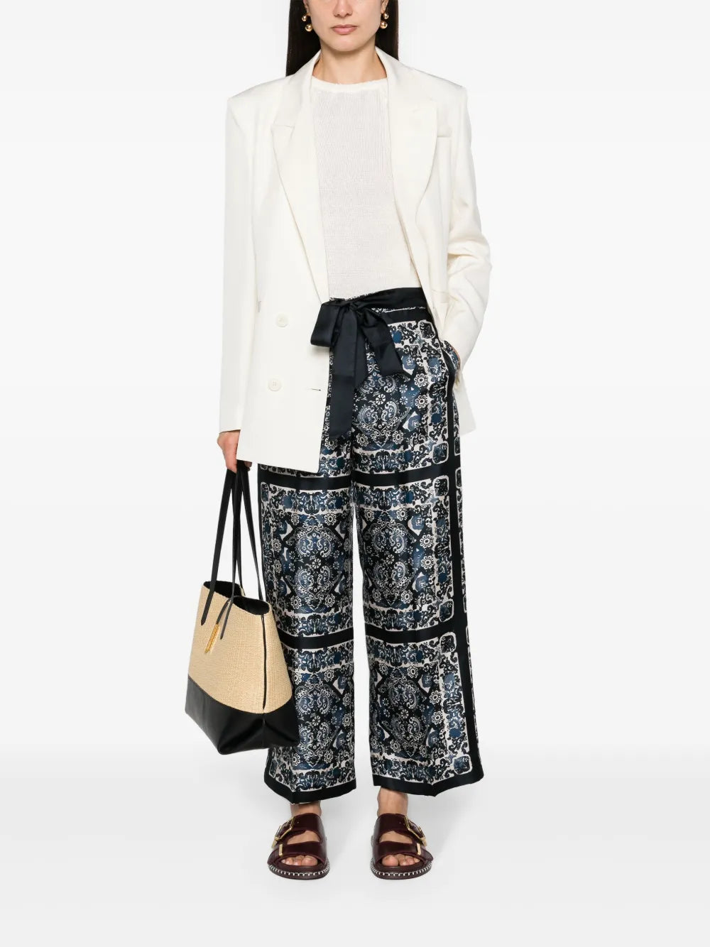Patty Graphic-Print Cropped Trousers