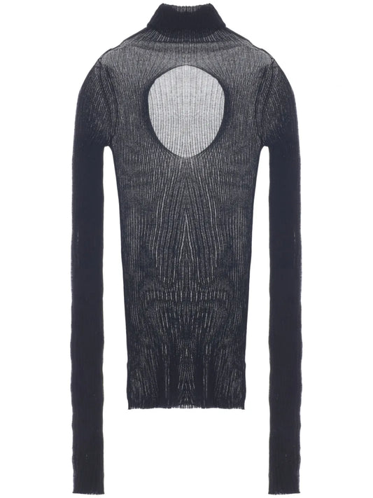 High-Neck Ribbed-Knit Jumper