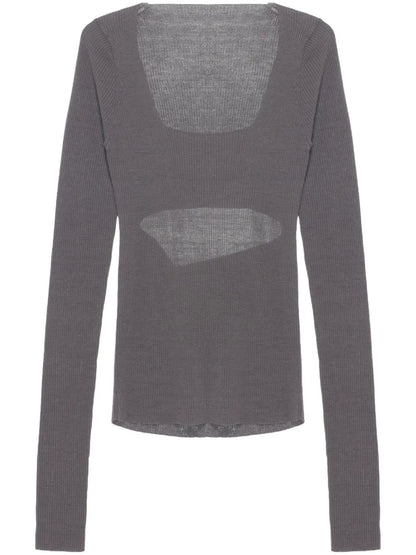 Long-Sleeve Ribbed-Knit Top