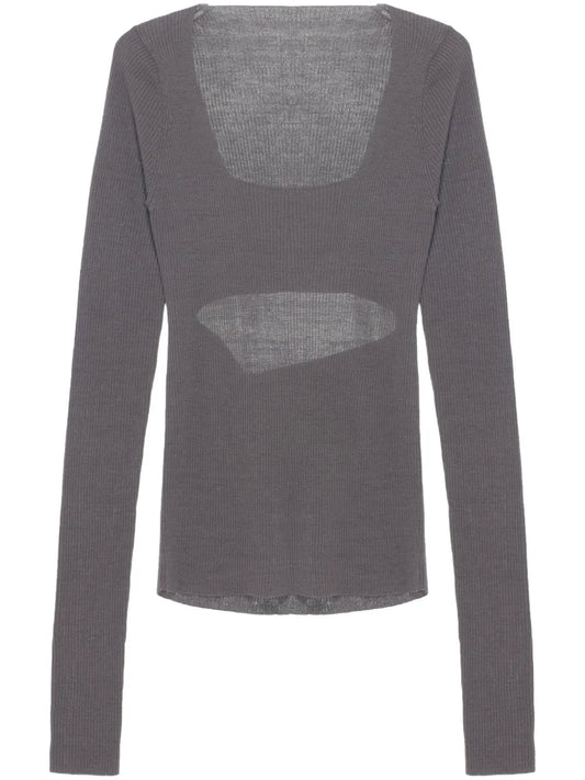 Long-Sleeve Ribbed-Knit Top