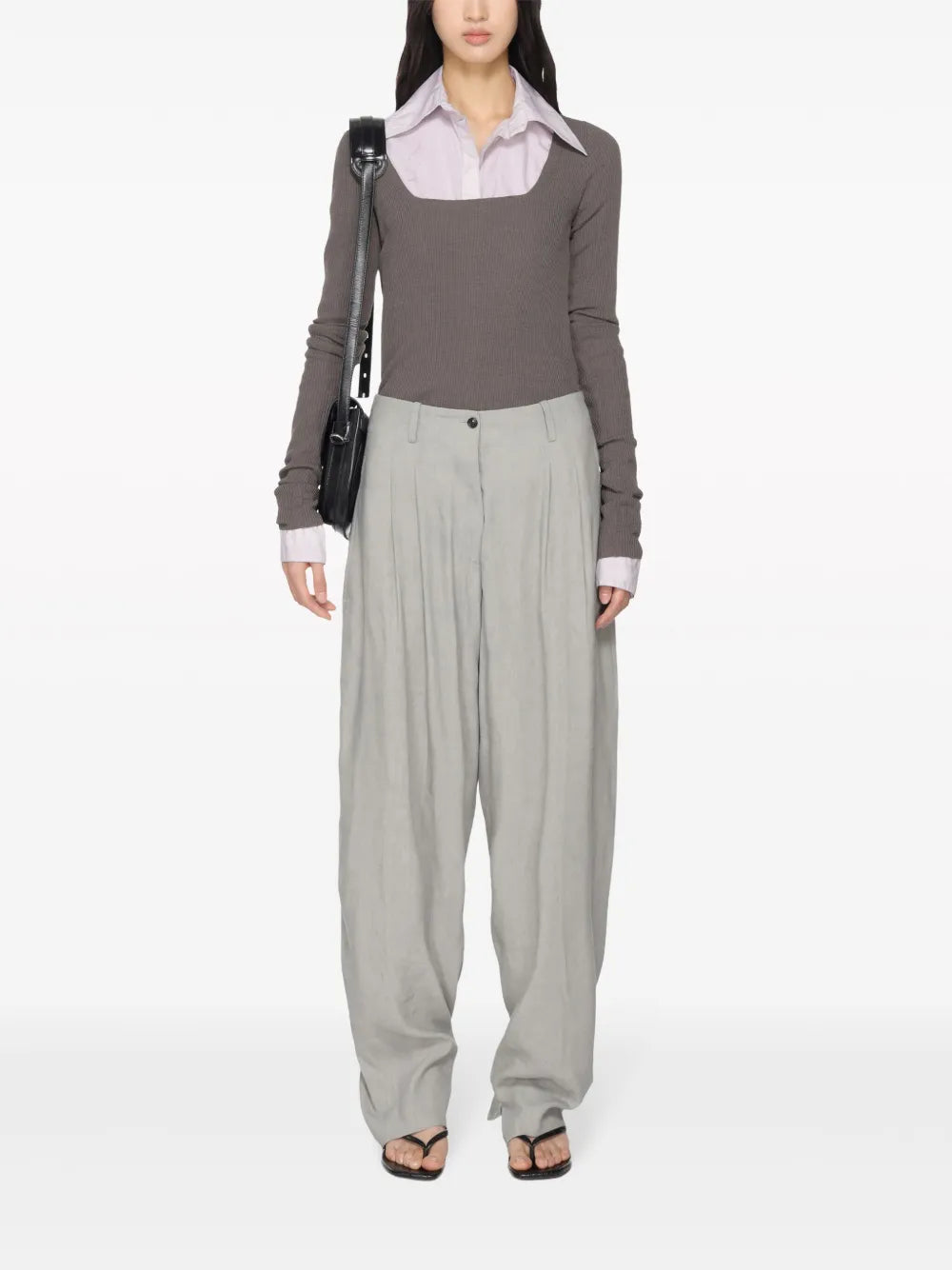 Long-Sleeve Ribbed-Knit Top