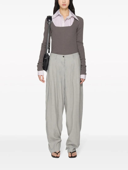Long-Sleeve Ribbed-Knit Top